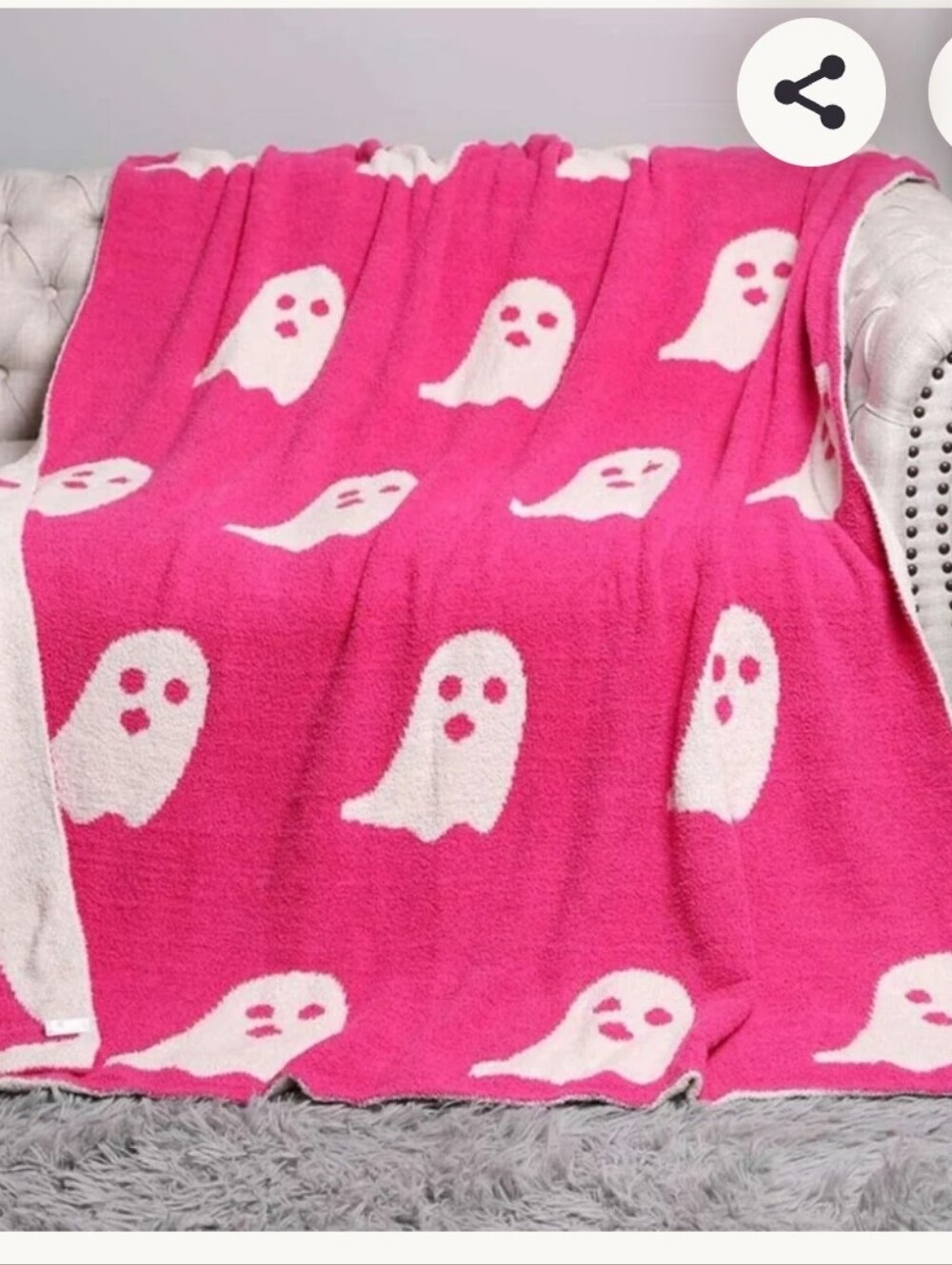 Cupcakes And Cashmere Halloween Pink Ghost Plush Throw Blanket